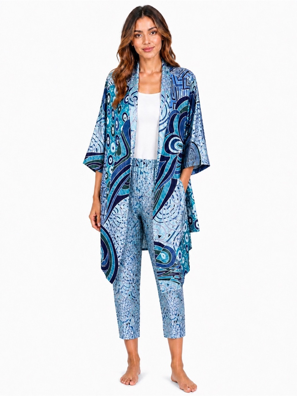Handmade Kimono Jacket & Pants | Small Vintage 90s Abstract Set